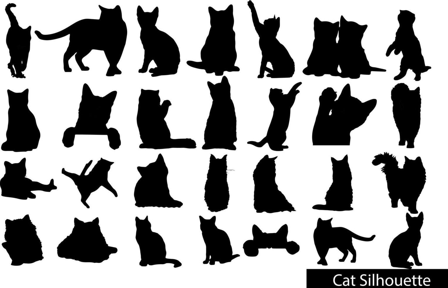 gatos, aislados en fondo blanco, silueta vectorial vector