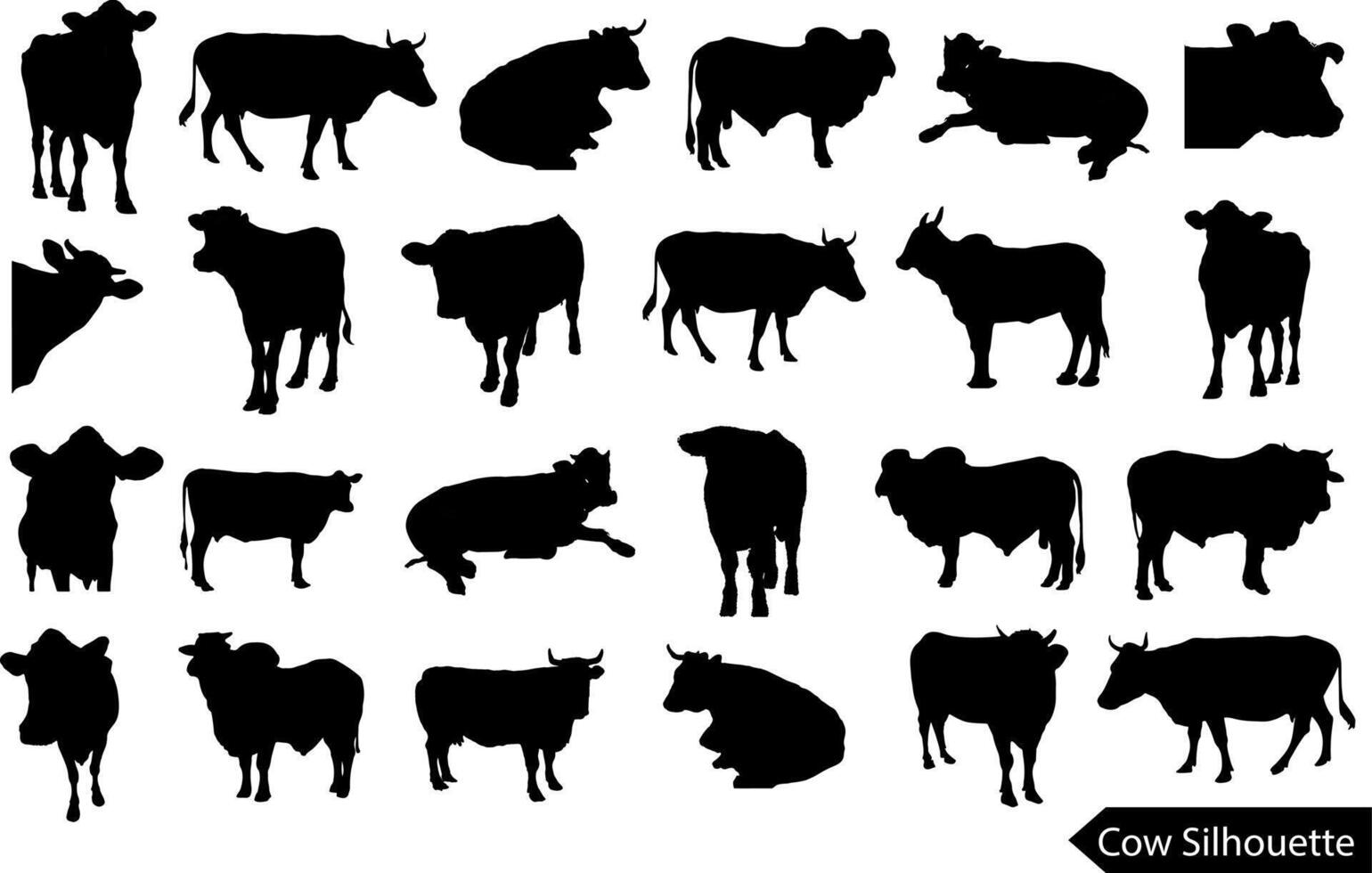 ilustración vectorial dibujada a mano de vaca.silueta de vaca vector