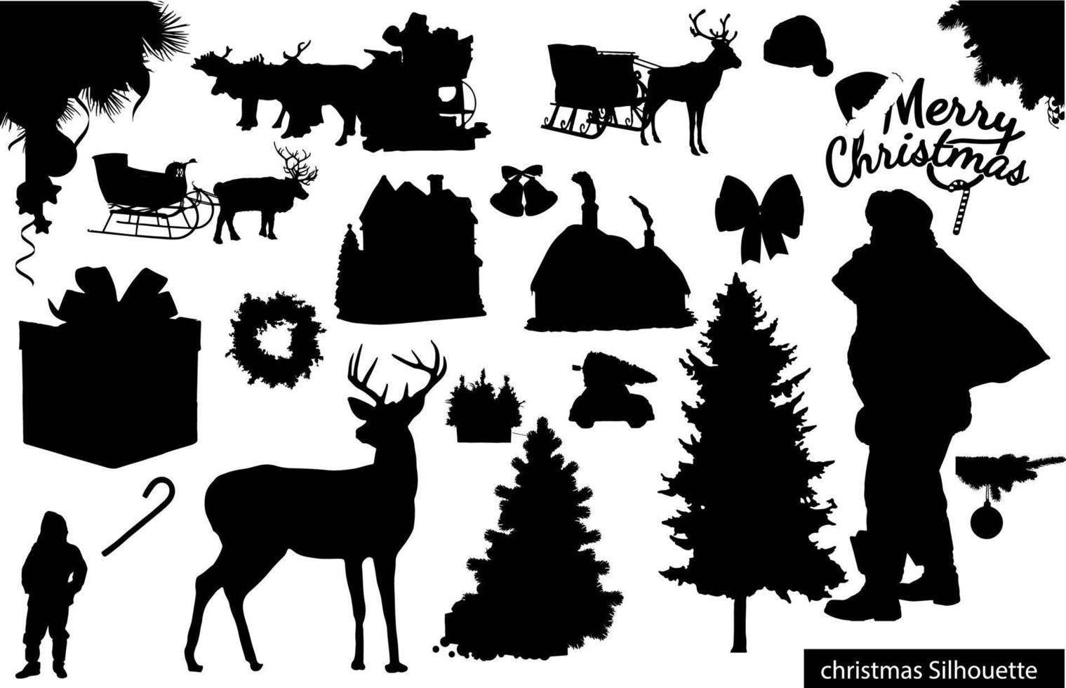 cristmas set of silhouette vector