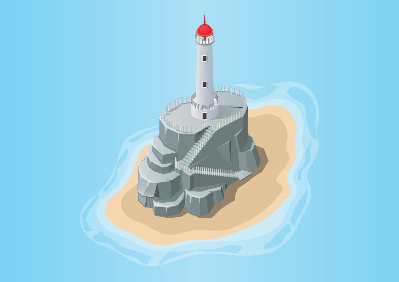 isometric beautiful rocky island vector