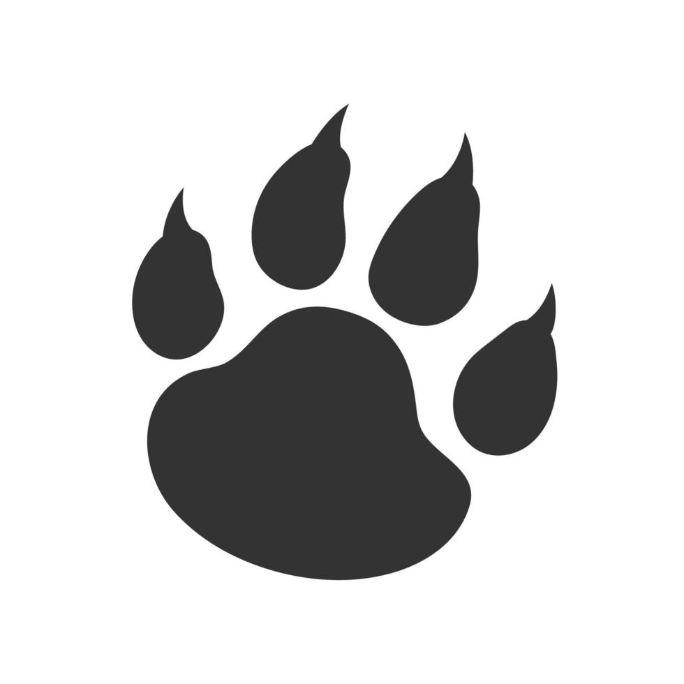 Tiger paw black footprint, stylized vector illustration. Cat paw ...