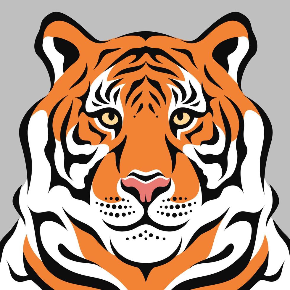 Tiger head. Stylized vector illustration. Oriental zodiac symbol. Tiger face