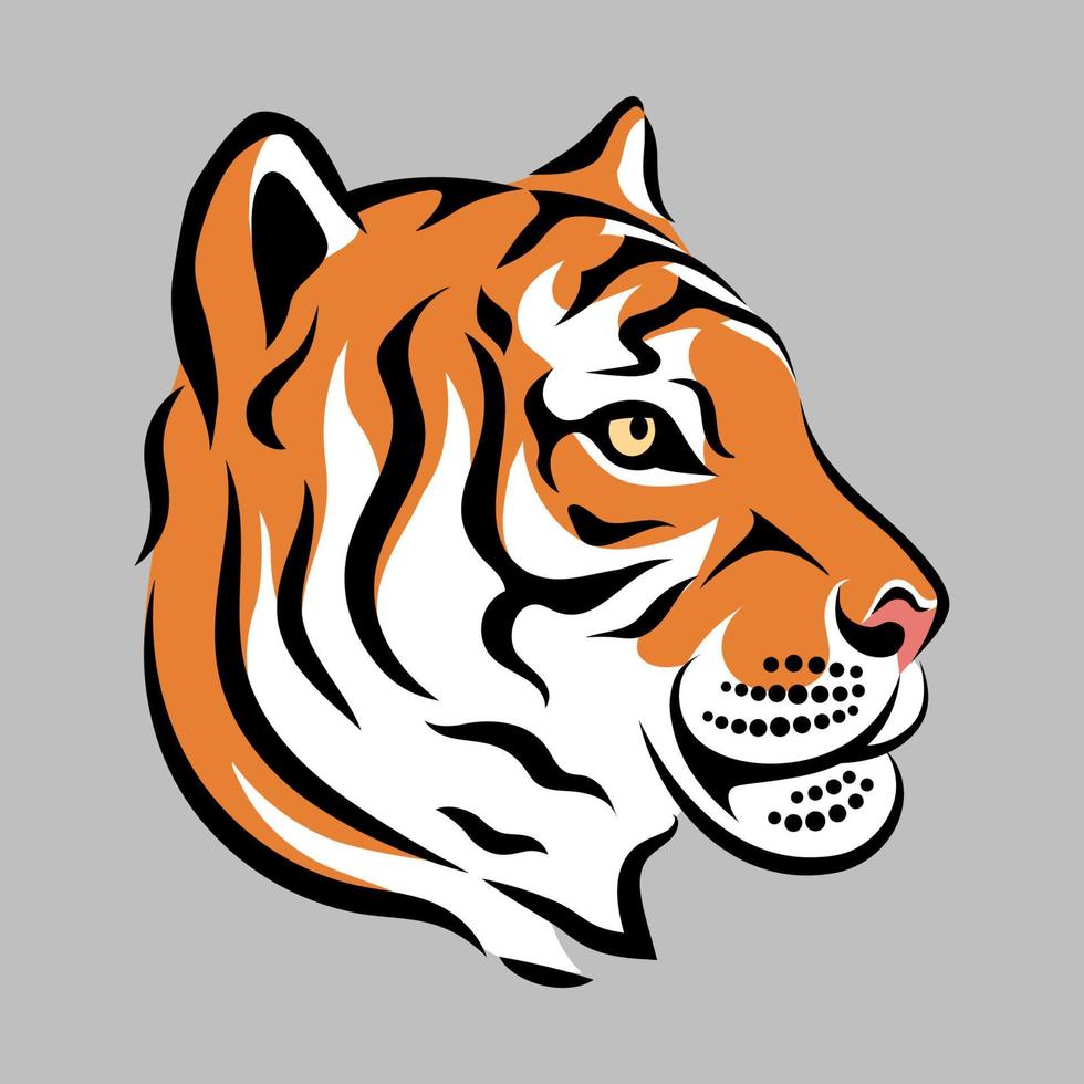 Tiger head. Stylized vector illustration. Oriental zodiac symbol. Tiger face