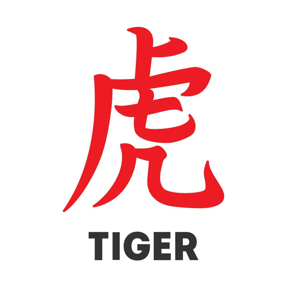 Tiger chinese symbol. Oriental zodiac. Vector illustration