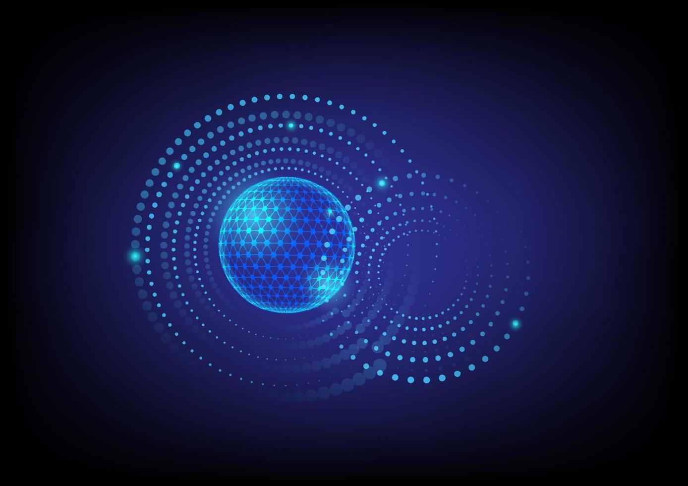 Abstract sphere and dot circle technology background. vector