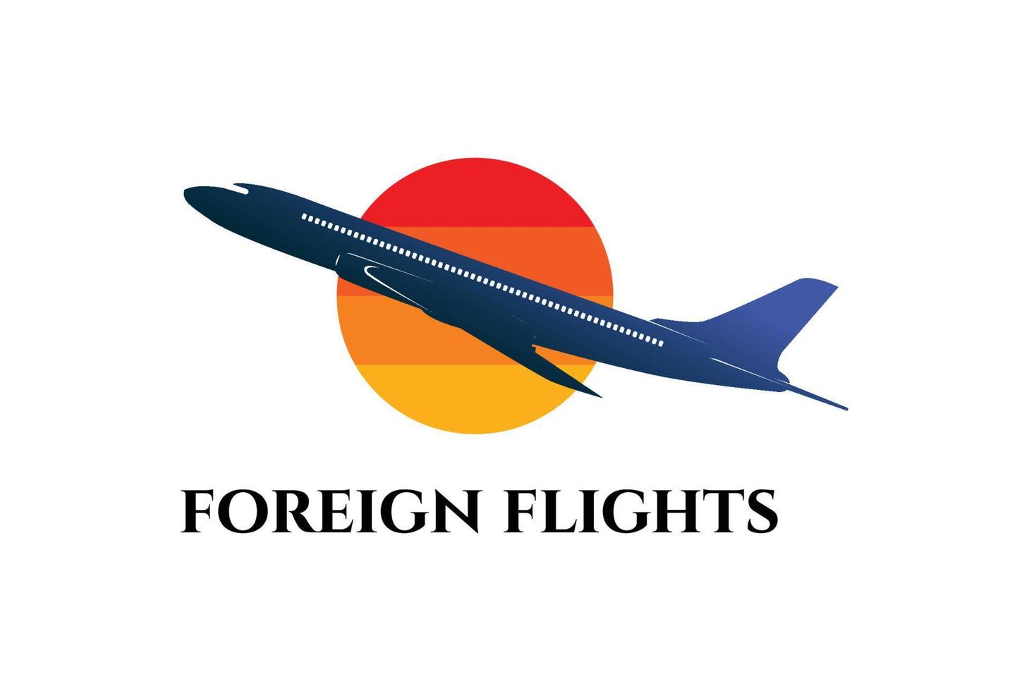 Sunset Sky Flight Plane for Foreign Tourism Vacation Transportation Logo Design vector