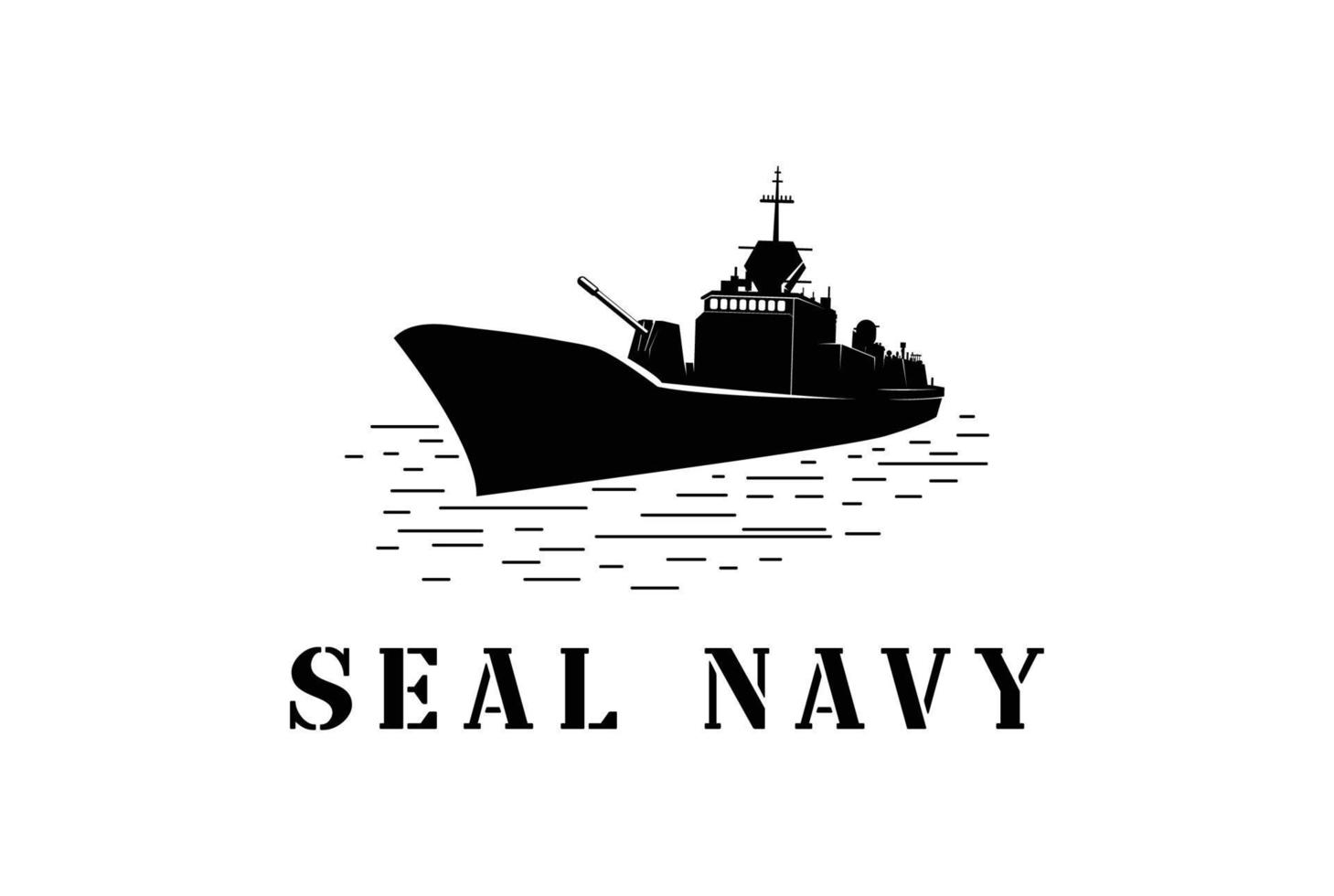 Vintage Retro Sea Ocean Navy Seal Ship for Military Army Soldier Logo Design vector