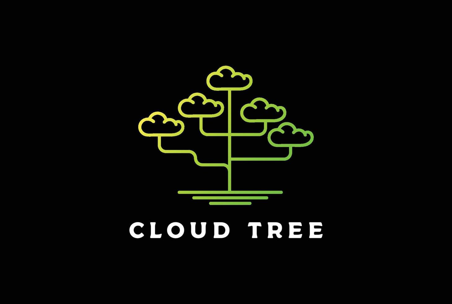 Simple Minimalist Cloud Tree for Storage or Electric Technology Logo Design vector