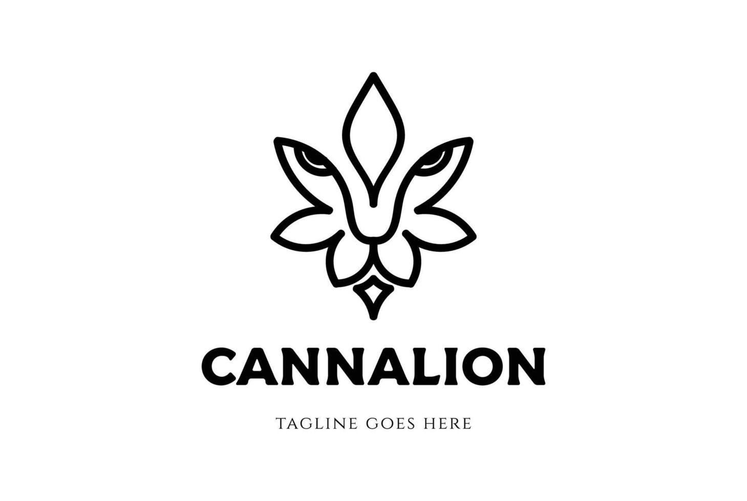 Simple Minimalist Cannabis Marijuana Ganja leaf Lion Head for CBD Oil Hemp Logo vector