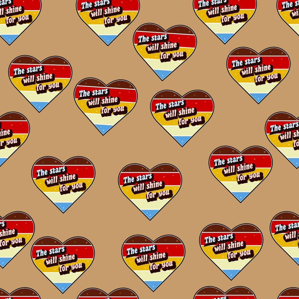 pattern with retro hearts vector