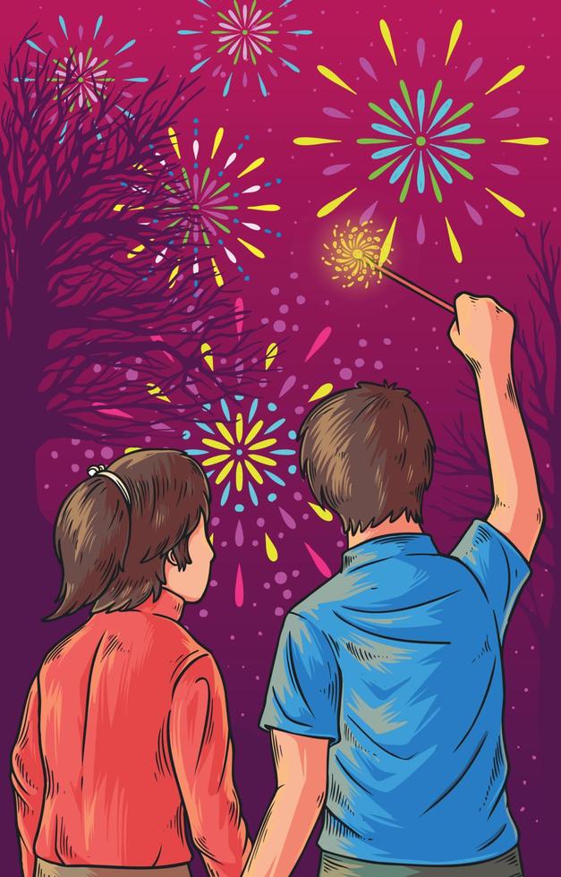 fire works new year party vector