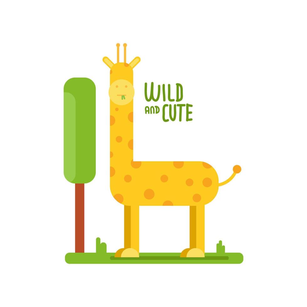 linda jirafa en estilo infantil. ilustración vectorial se puede utilizar para telas y textiles, papeles pintados, fondos, decoración del hogar, carteles, tarjetas. vector
