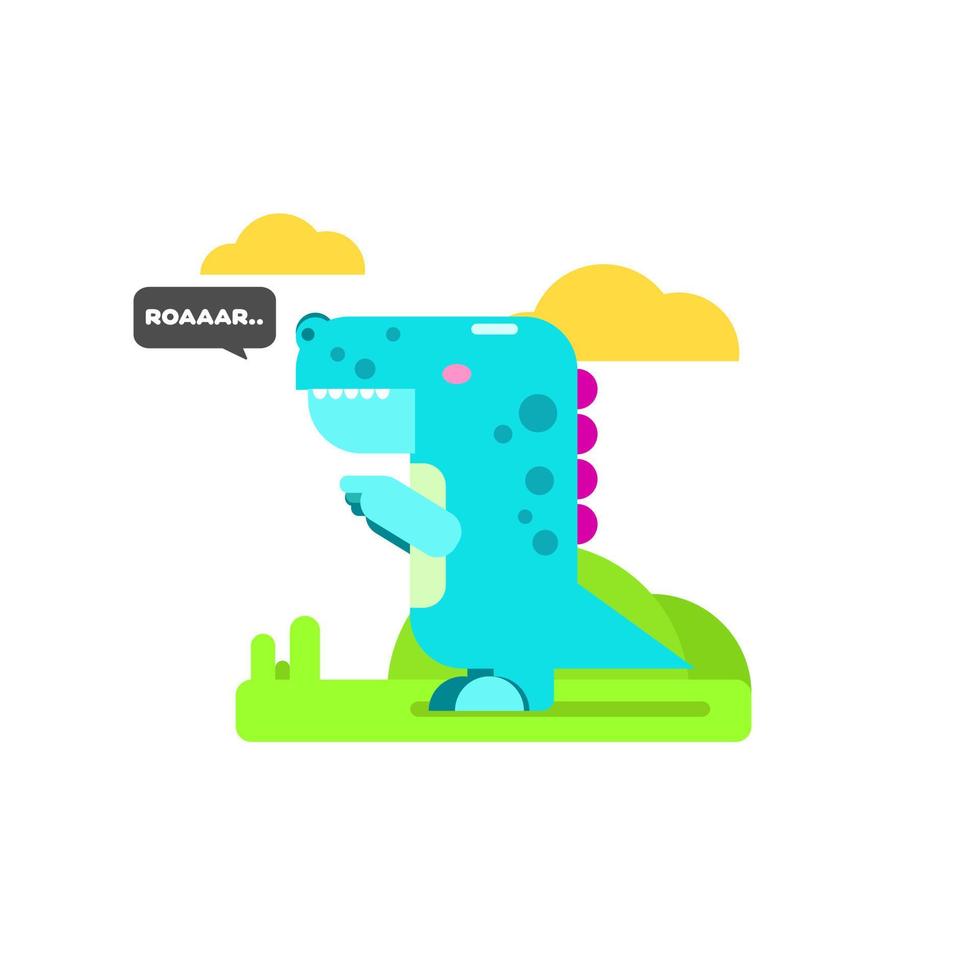 Cute Dinosaur in childish style. Vector Illustration. Can be used for fabric and textile, wallpapers, backgrounds, home decor, posters, cards.