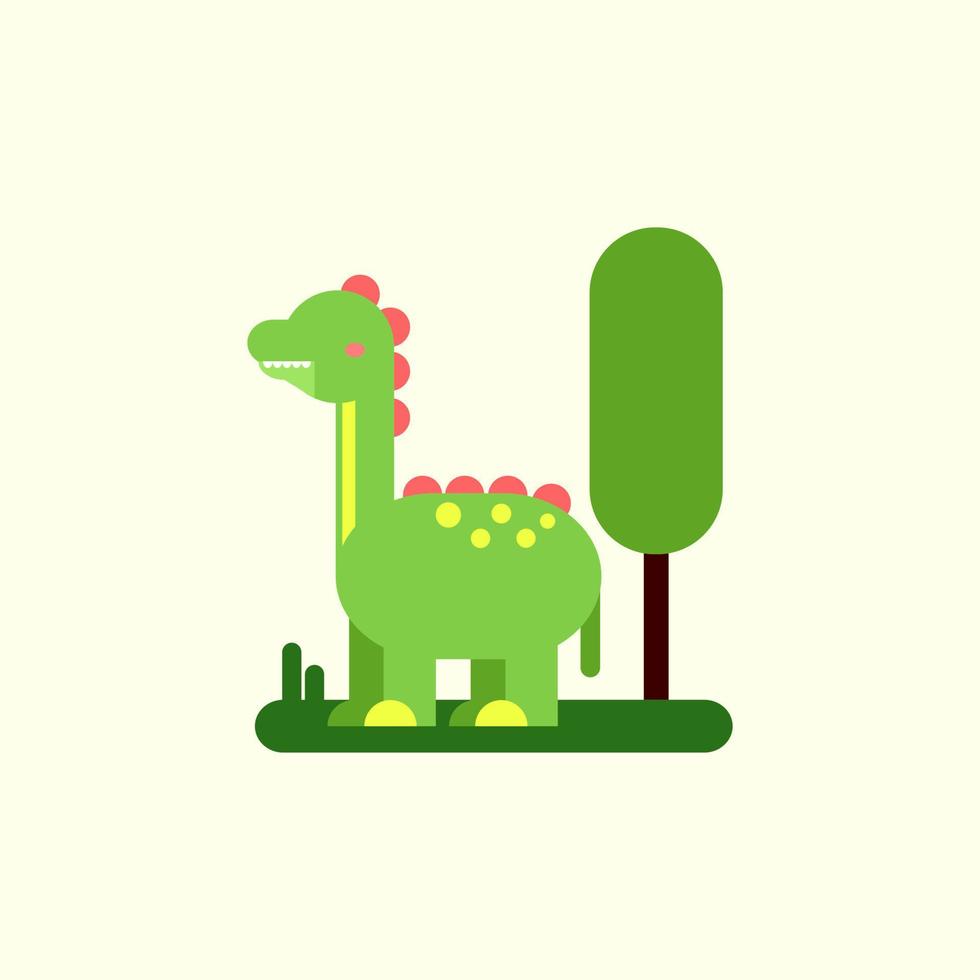 Cute Dinosaur in childish style. Vector Illustration. Can be used for fabric and textile, wallpapers, backgrounds, home decor, posters, cards.