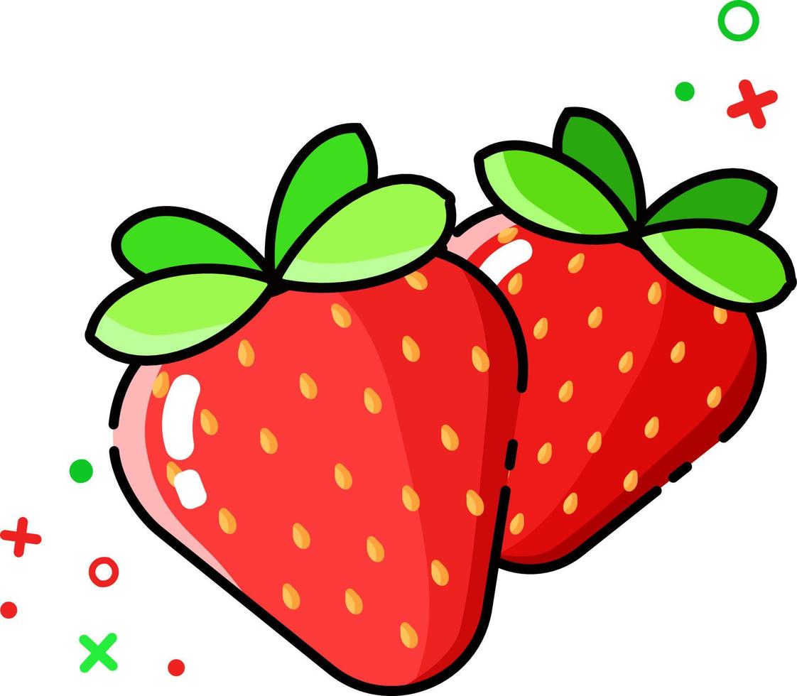vector graphic illustration, cute strawberry cartoon illustration, flat