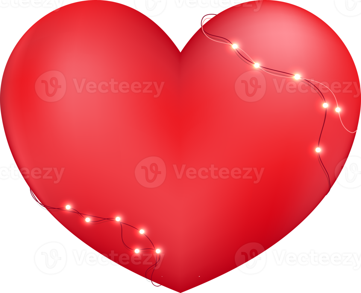 Red Heart with Light Hanging png