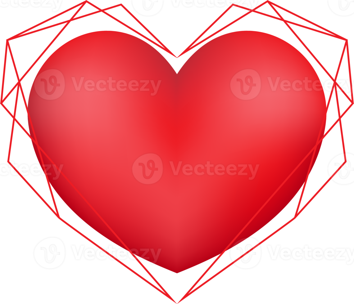 Red Heart in Geometric Frame png