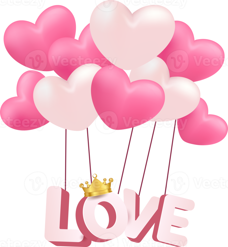 Pink Balloons Valentine Illustration png