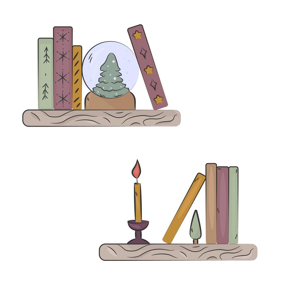 new year's bookshelf vector