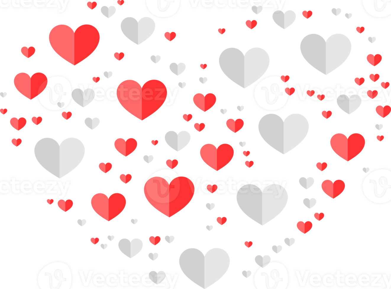Many Hearts in heart shape Paper Cut png