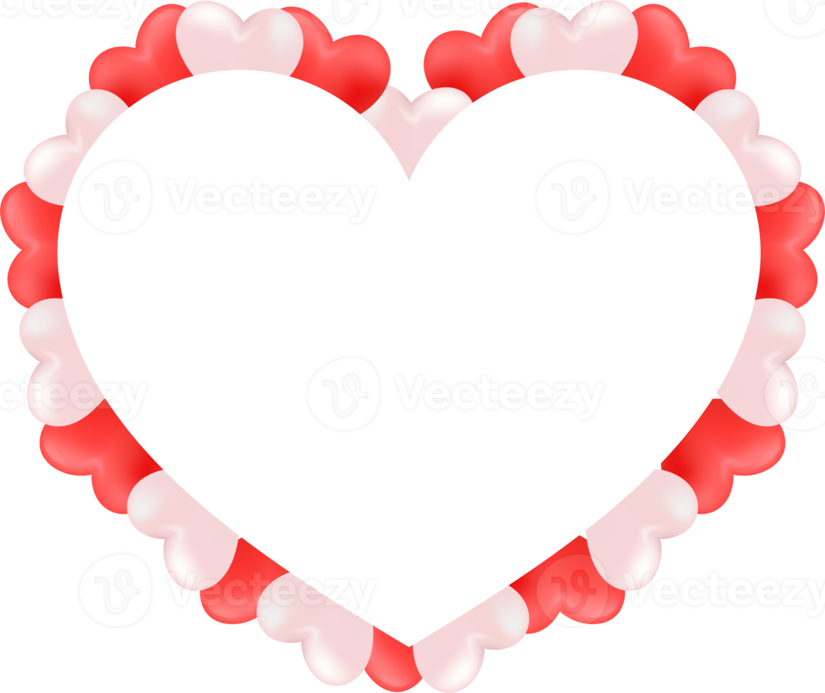 Corazones de San Valentín 3d con cartel blanco png