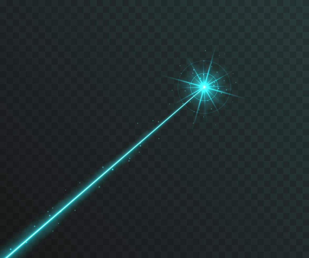 Blue laser beam light effect isolated on transparent background. vector