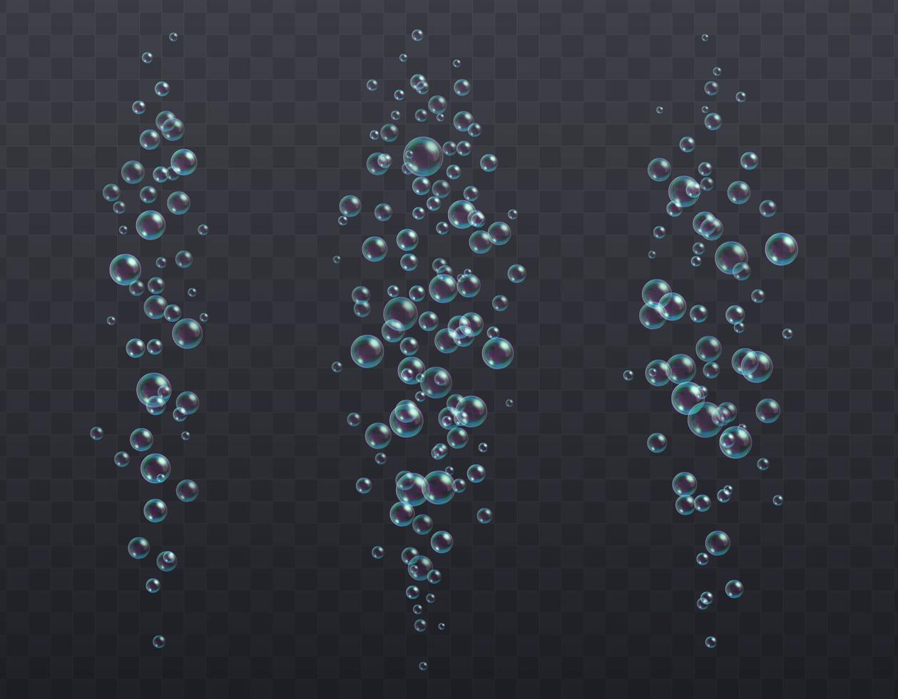 Underwater fizzing bubbles texture isolated on transparent background. vector