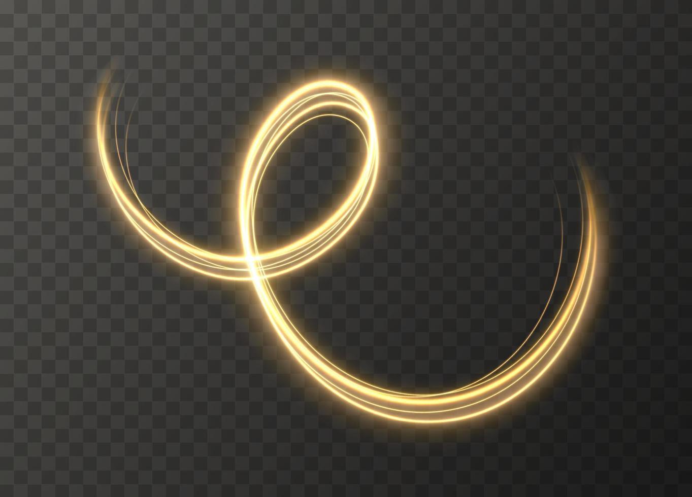 Golden magic swirl isolated on a transparent background. vector