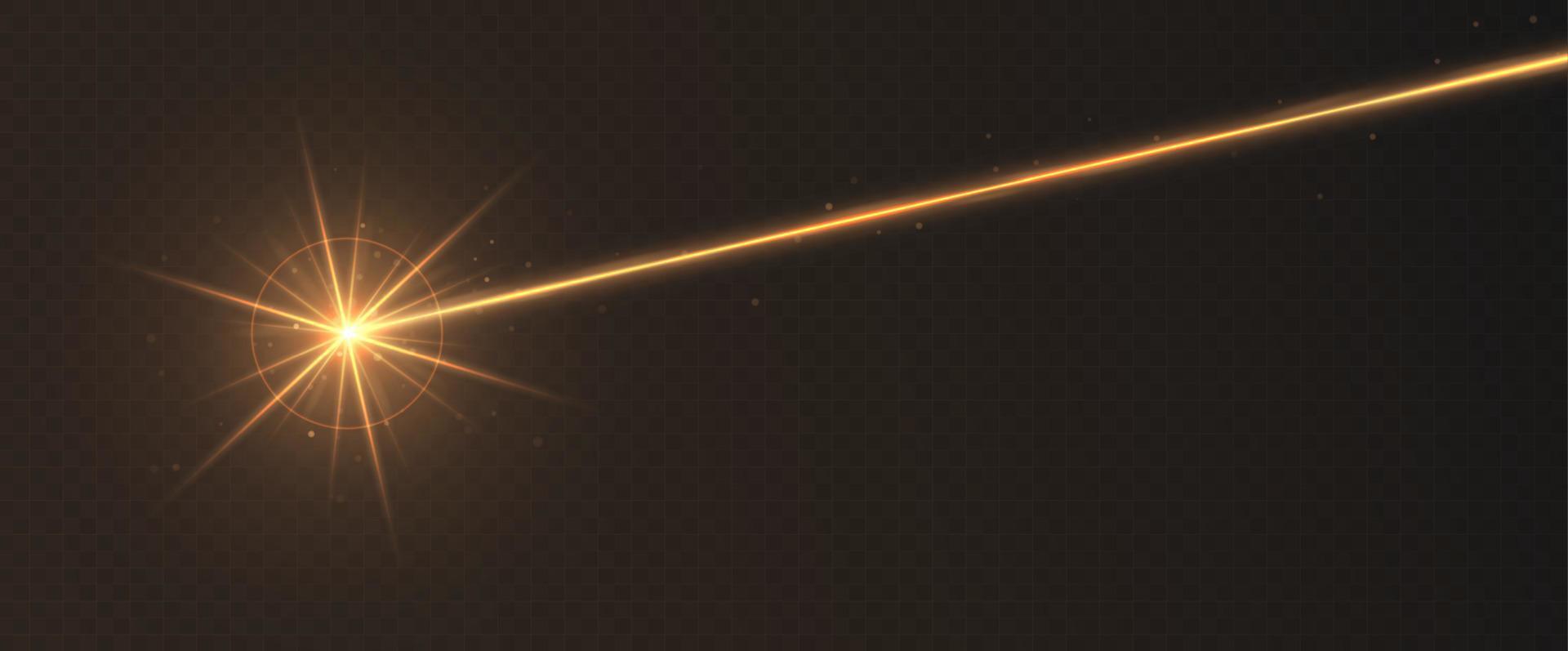 Orange laser beam light effect isolated on transparent background vector