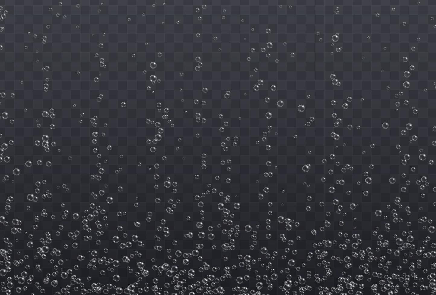 Underwater fizzing bubbles texture isolated on transparent background. vector