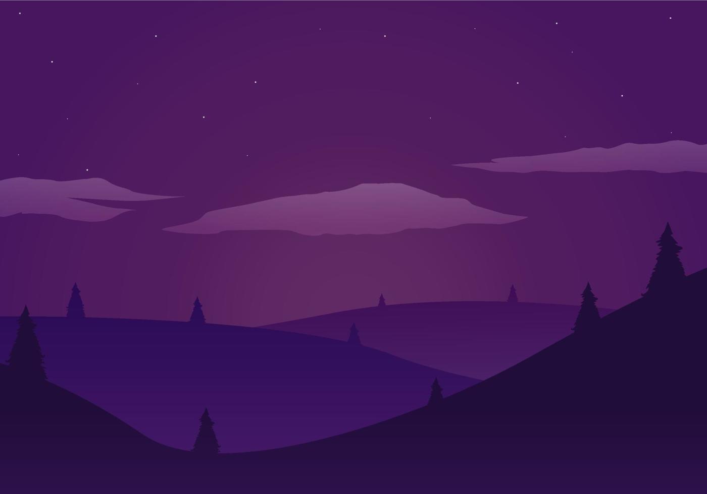 paisaje, colinas, y, árboles, vector, ilustración vector