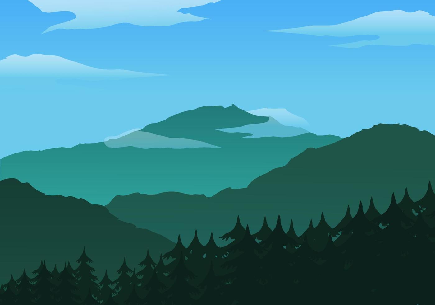 ilustración de paisaje de montaña y fondo de paisaje de árboles vector