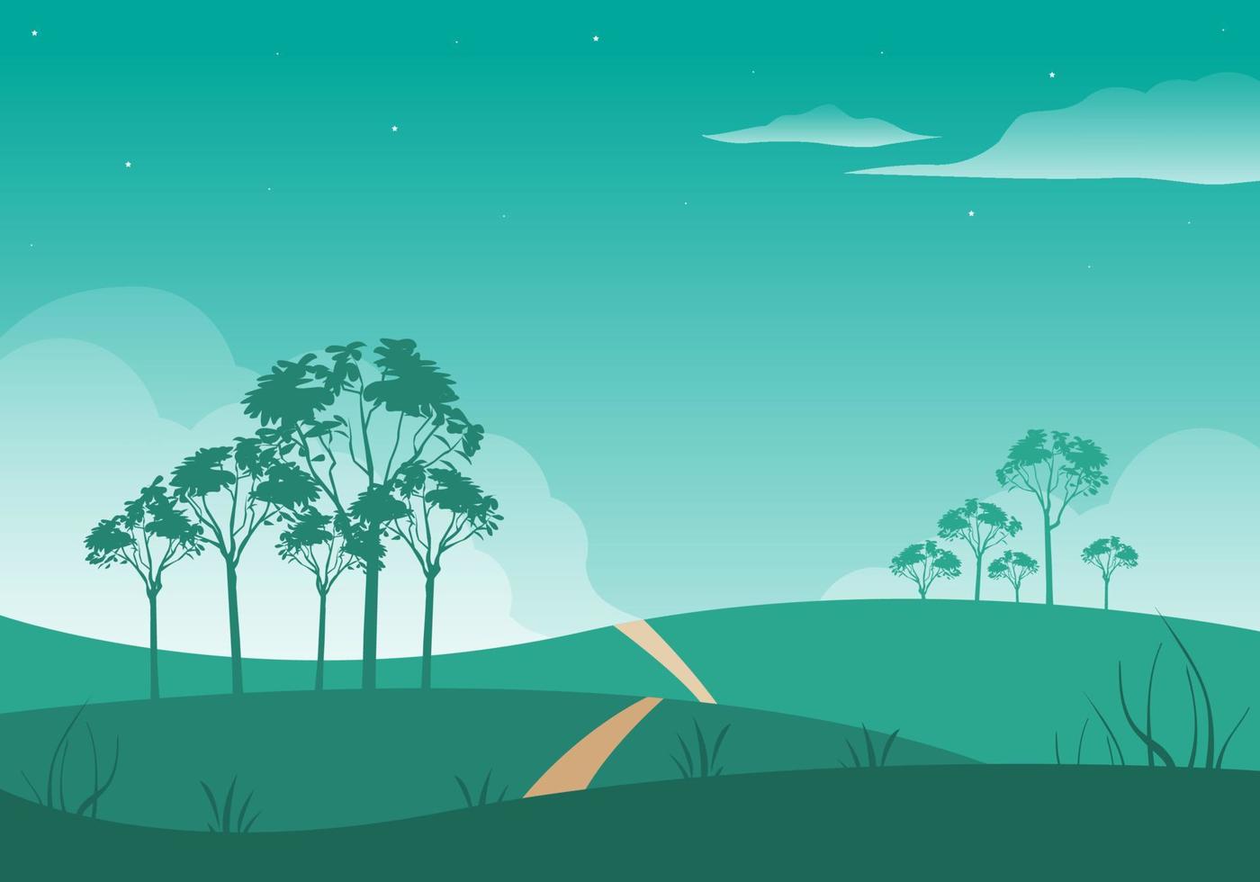 Tropical hill view in flat design vector