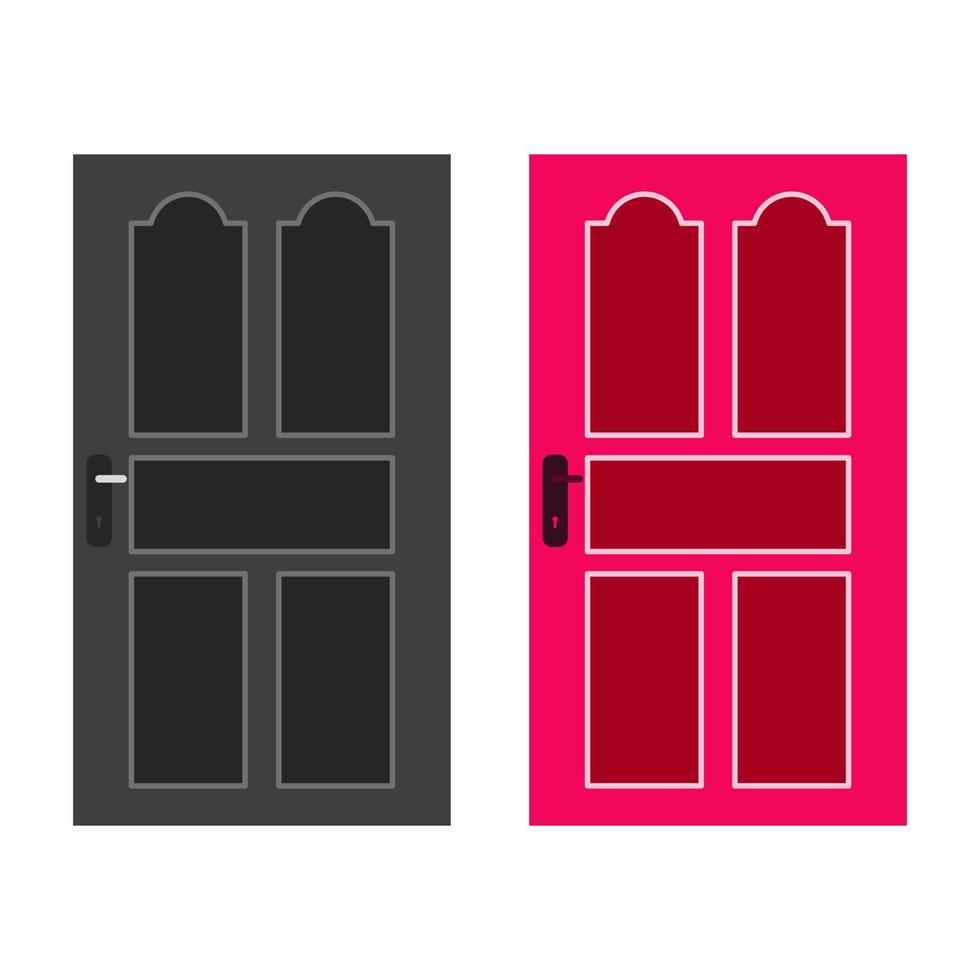 Wooden door design home architecture on white background. Vector illustration. EPS 10.