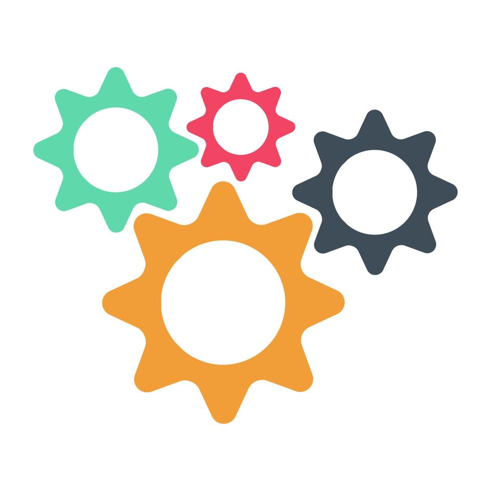 Gears cog wheel icon collection set. Colorful gear for technical or