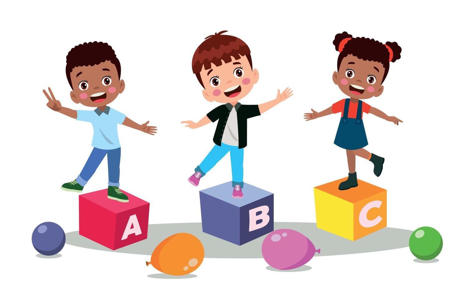 Cartoon kids with ABC letters vector