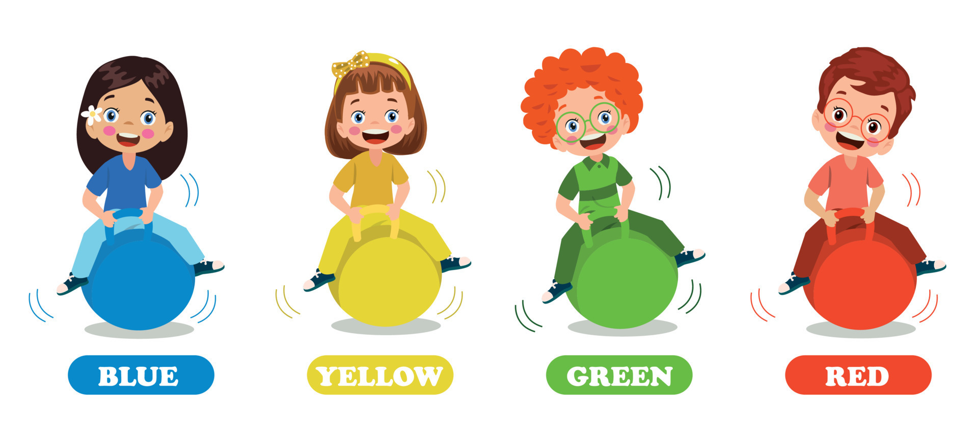 Kids Bouncing On Hopper Ball and colours 15276790 Vector Art at Vecteezy