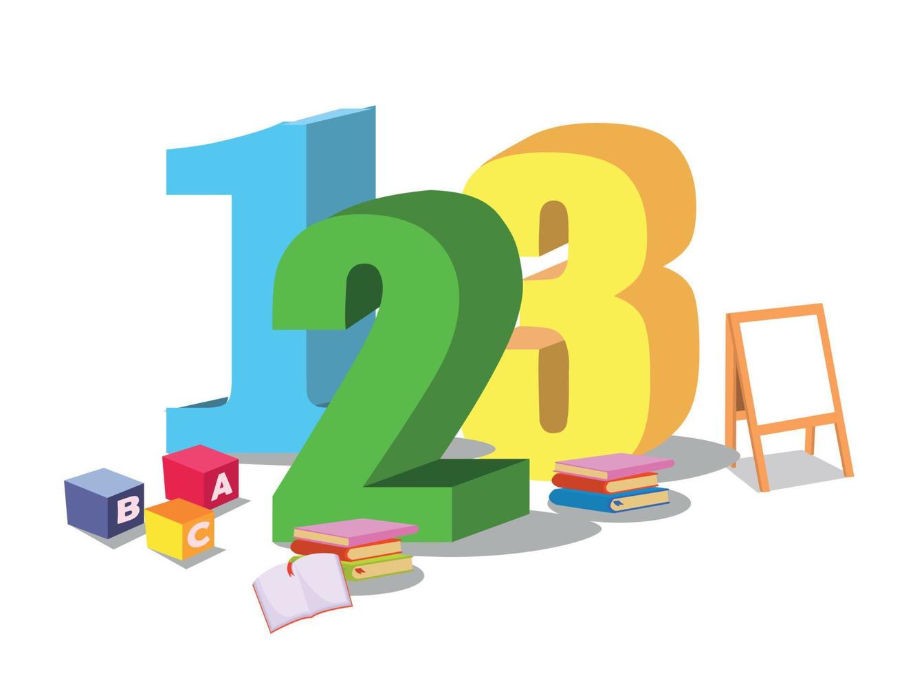 Cartoon kids with 123 numbers vector image