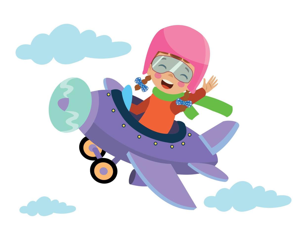 Happy Kid Flying In Airplane vector