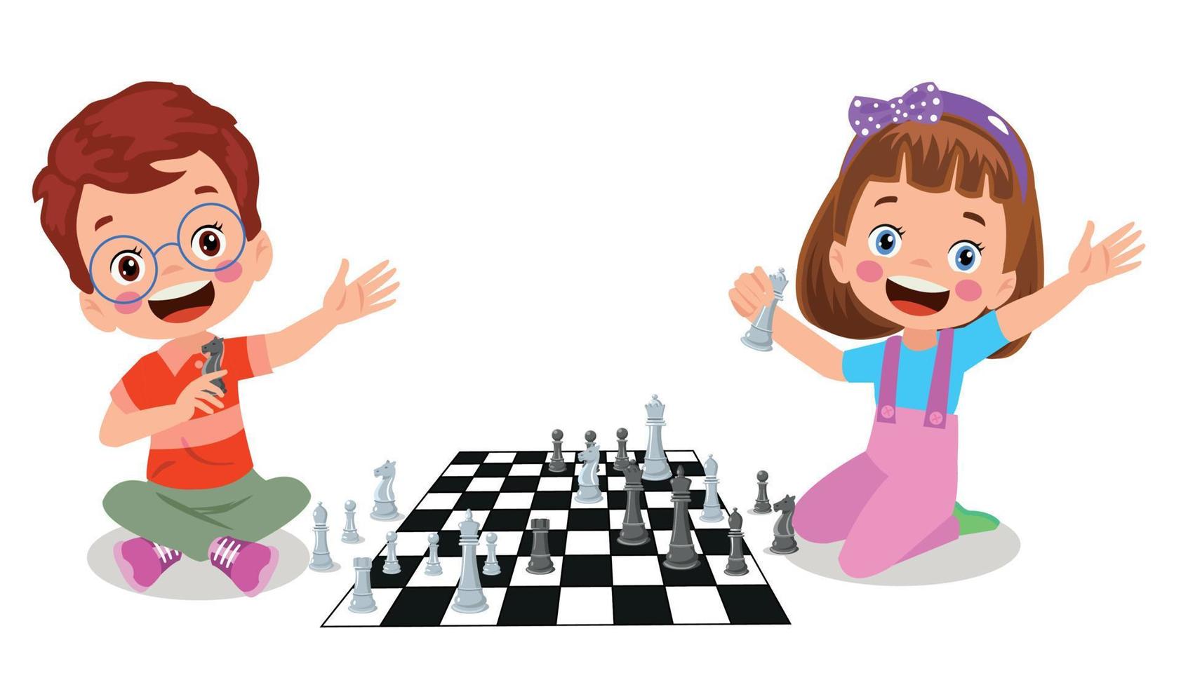 Cartoon Character Playing Chess Game vector