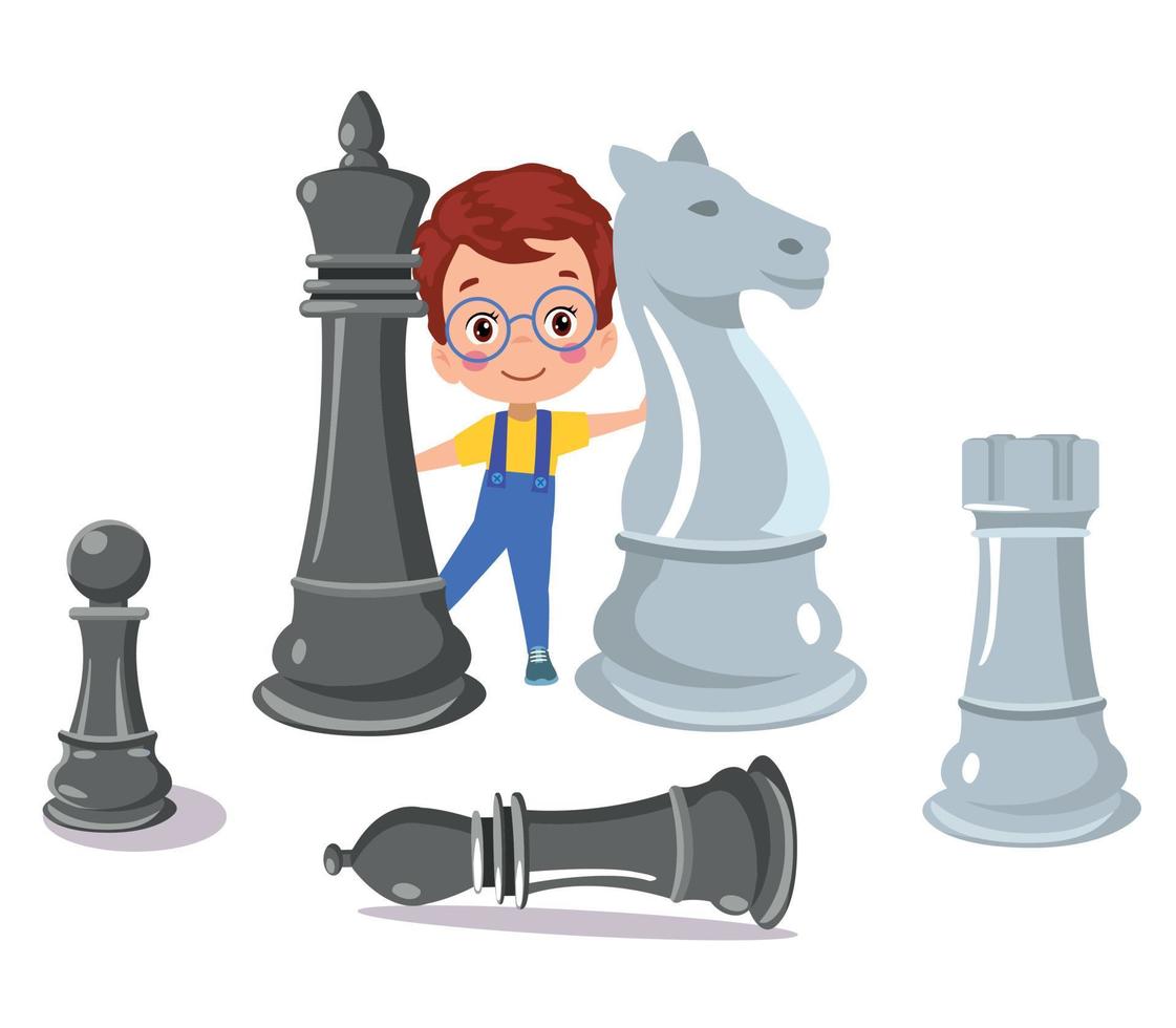 Cartoon Character Playing Chess Game vector