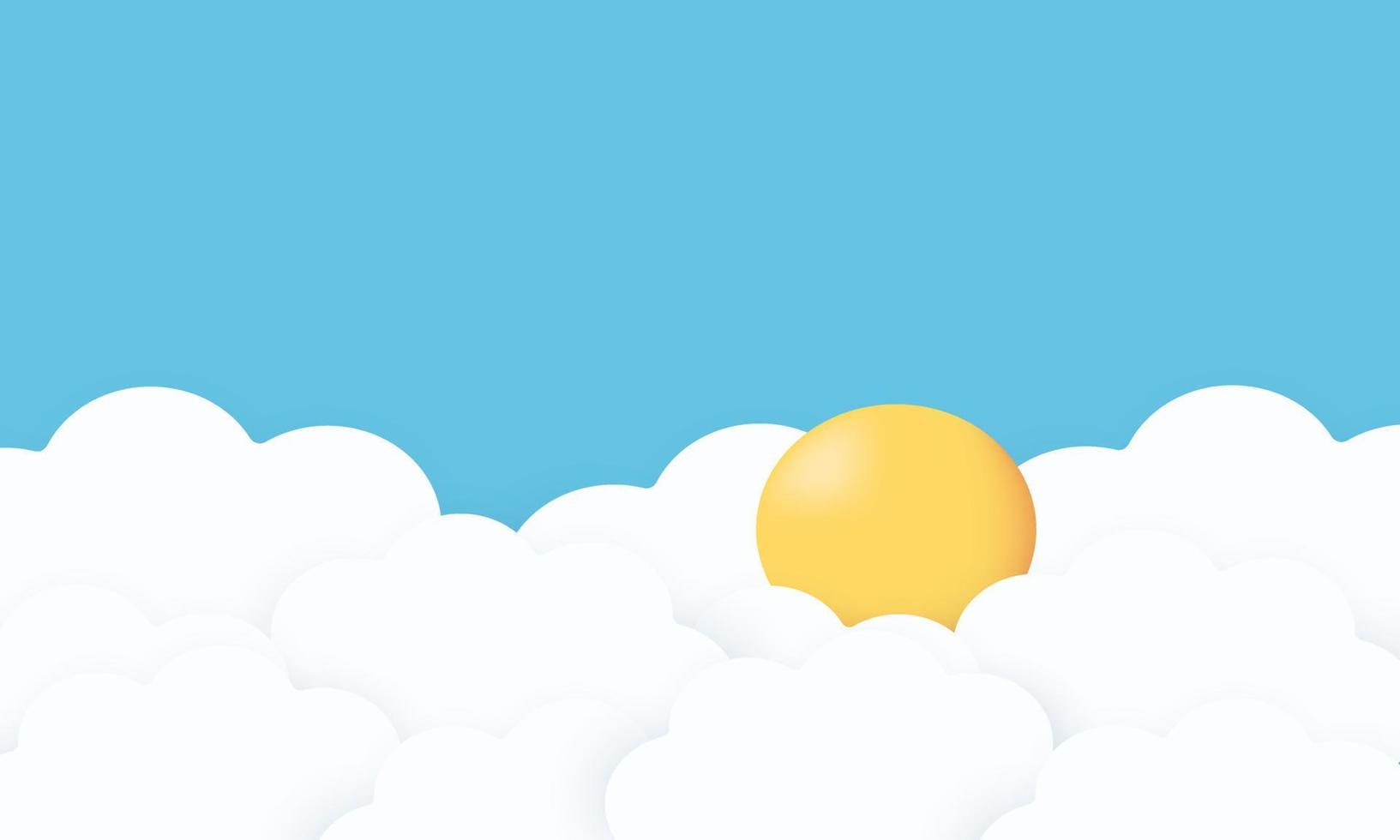 illustration cute sun sky clouds beautiful stylish isolated blue on background vector