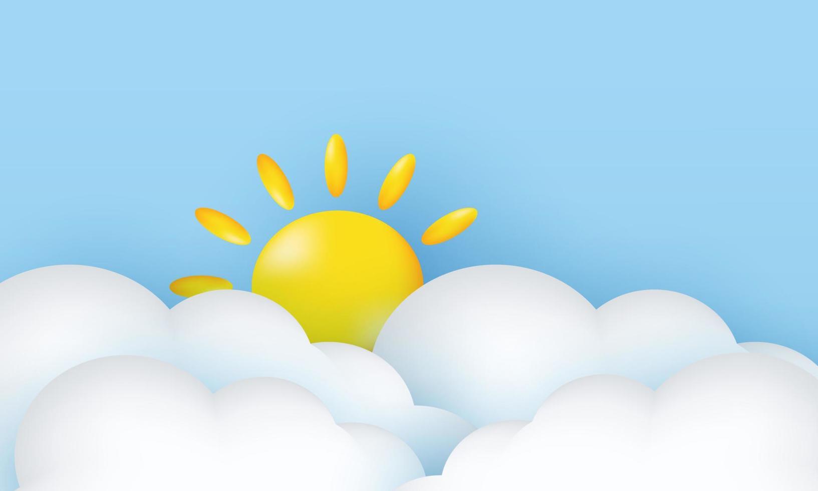 ilustración simple sol cielo nubes hermoso elegante aislado azul en el fondo vector