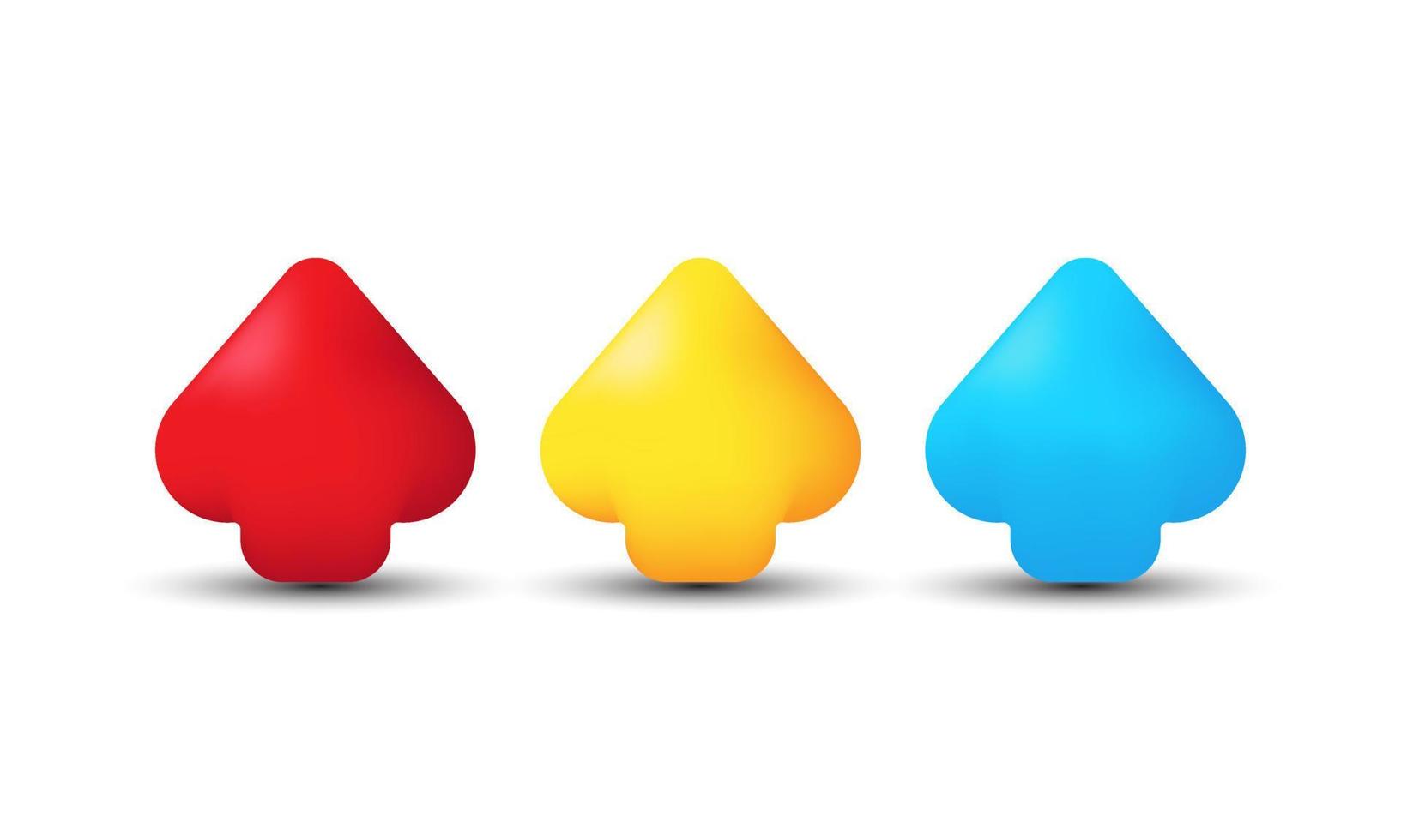 illustration 3d icon collection bright arrows pointing up isolated on background vector