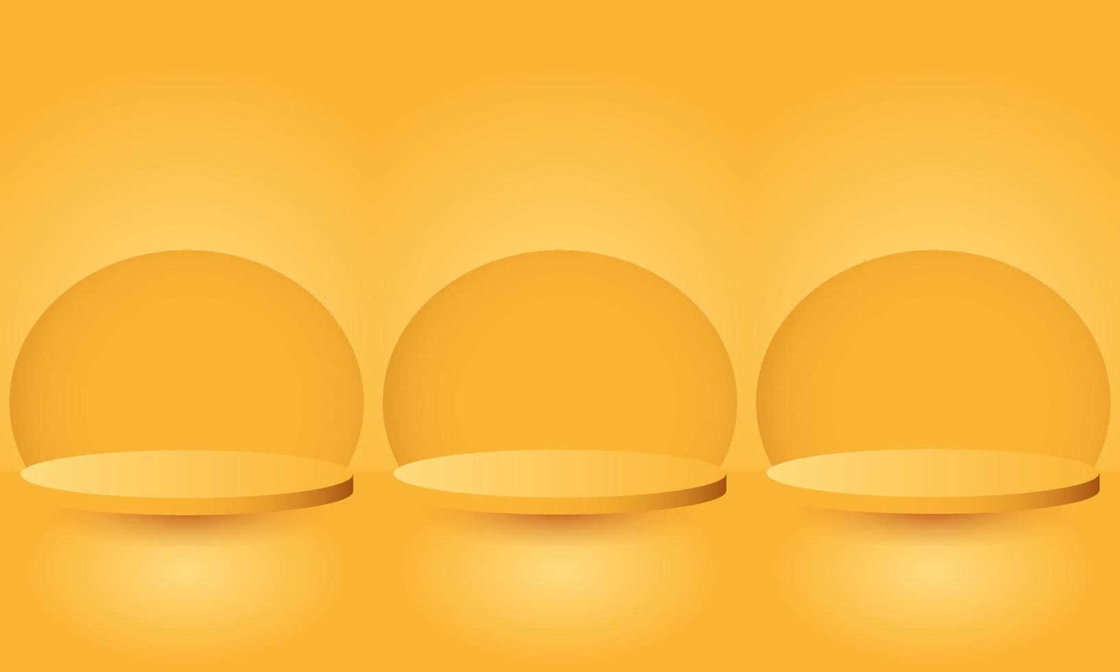 illustration 3d set yellow realistic cylinder pedestal isolated on background vector
