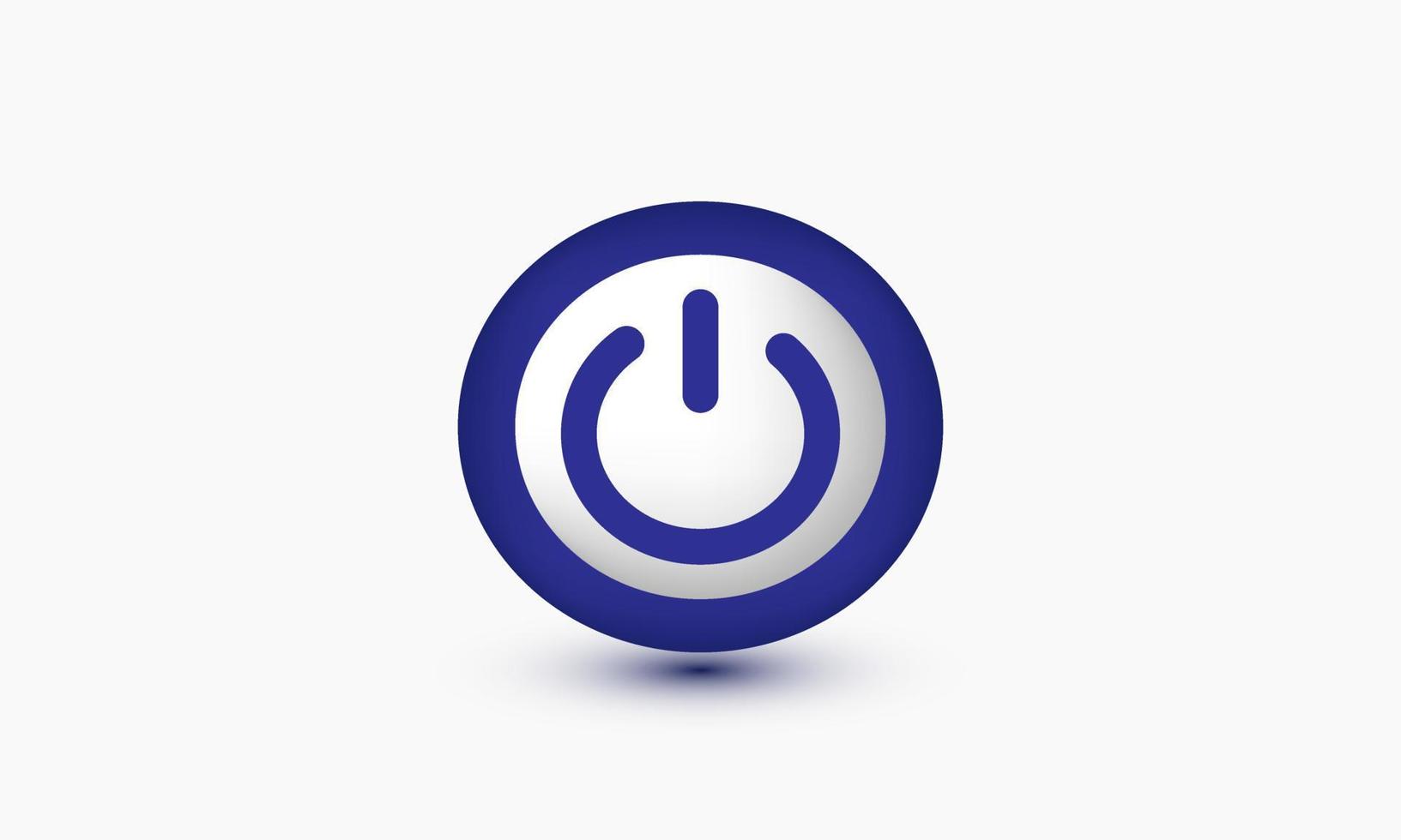 illustration icon 3d realistic blue power button isolated on background vector
