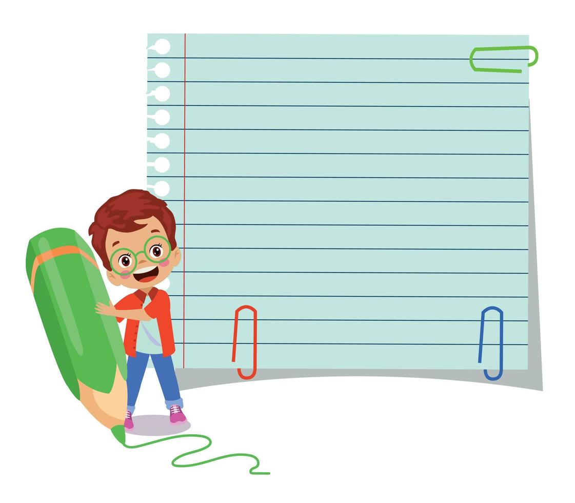 Your text here cute kids holding notepad and pen vector