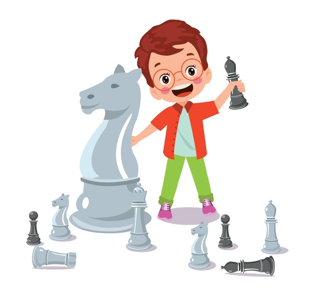 Cartoon Character Playing Chess Game vector