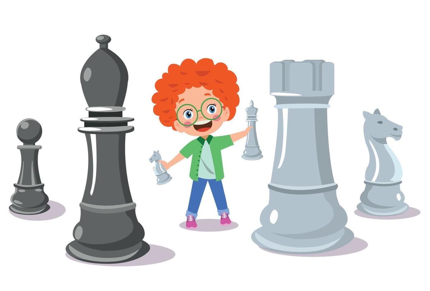 Cartoon Character Playing Chess Game vector