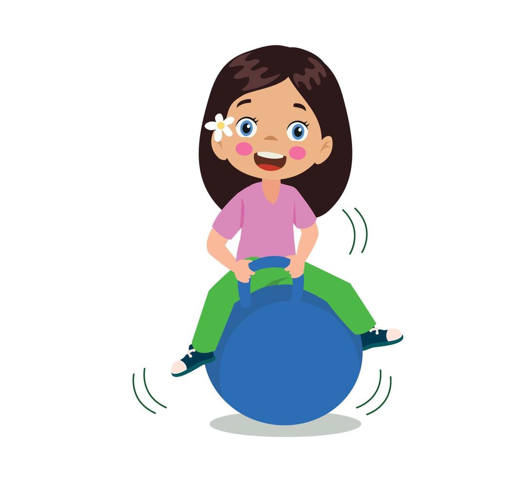 Kids Bouncing On Hopper Ball vector